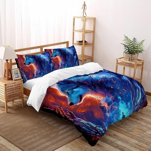Housse de couette loup zippée 200x200 pour lit double sans plis - 2