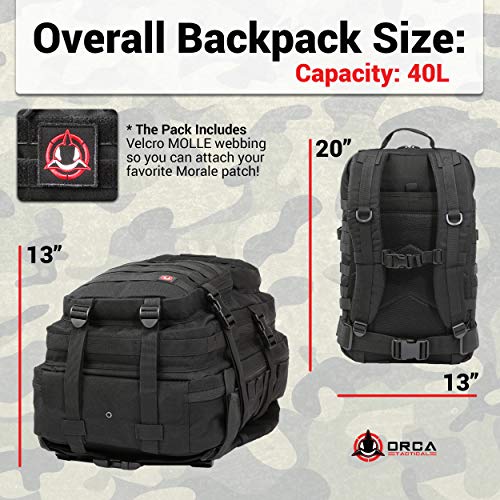 Orca Tactical Salish 40L Molle Army Military Backpack Bug Out Bag Rucksack Assault Pack (Black) #TOP3