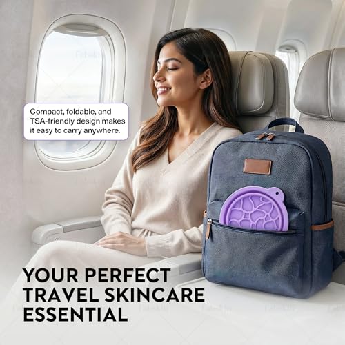 Image of Fabskin Ice Face Bowl for Facial Icing & Cold Water Therapy - Purple With Cleaning Sponge | Collapsible Face Tub | Reusable Ice Facial Bowl for Puffiness Relief, Skin Cooling & Spa Skincare Routine