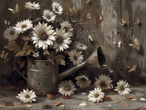 Diamond Painting Fleurs blanches 5D : kit mosaïque grand format pour chasser le stress