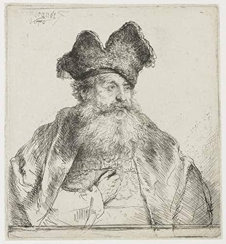 Rembrandt Poster Toile Vieil homme casquette fourrure 50x70