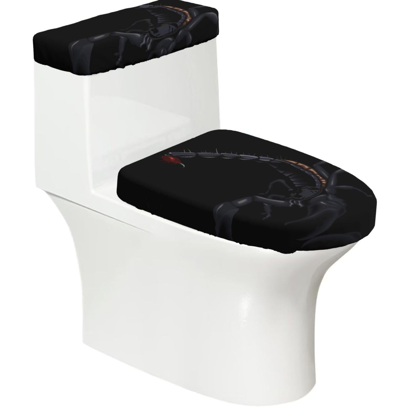 Flghjnbjn Black Scorpion Printed Toilet Tank And Lid Cover Set Of 2 For Most Bathrooms, Fits Elongated Round Toilets