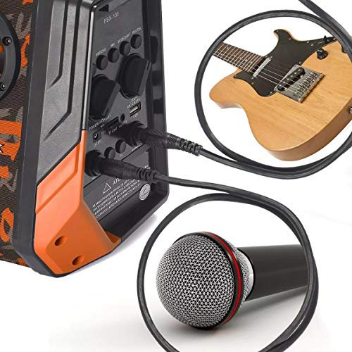 Caixa Som Bluetooth Amplificada 65w Rms Karaokê Mp3 Fm Usb Laranja