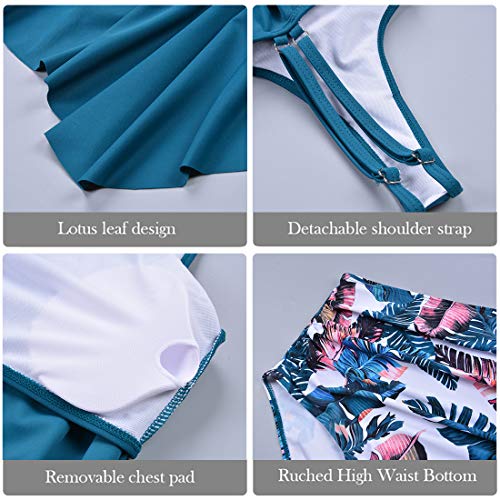 Image of Women High Waisted Bikini Swimsuit Flounce Vintage 2 Piece Bathing Suits