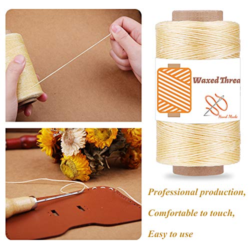 Qmnnma Waxed Thread 250M/273Yard, Leather Sewing Waxed Thread Cord, 150D Waxed Book Binding Thread, Waxed Coated Thread For Beginners Leather Craft Diy Bags Wallets, Shoe Repairing, Jewelry Making #TOP2