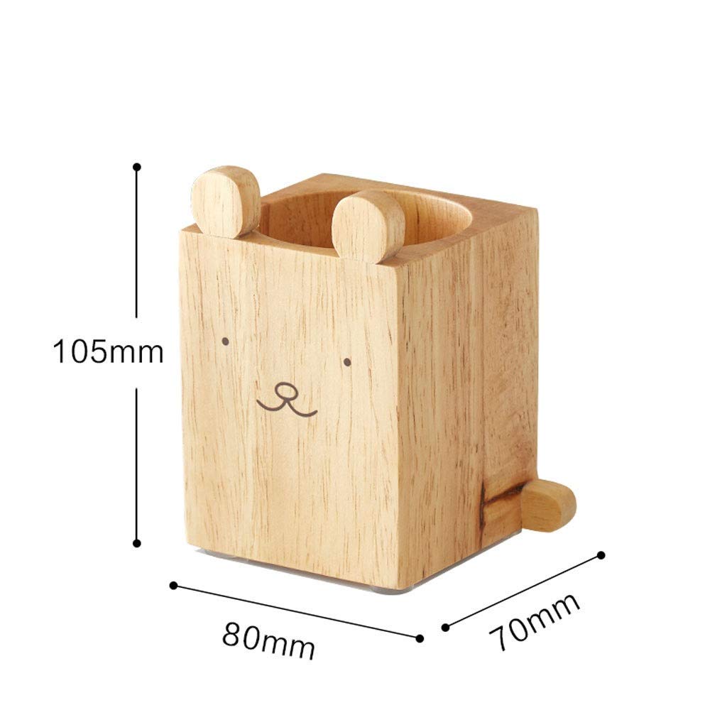 Portapenne, Portapenne in Legno massello personalità Moda Simpatico Cartone Animato Studente Fatto a Mano Studio Forniture per Ufficio Archiviazione Desktop (A)