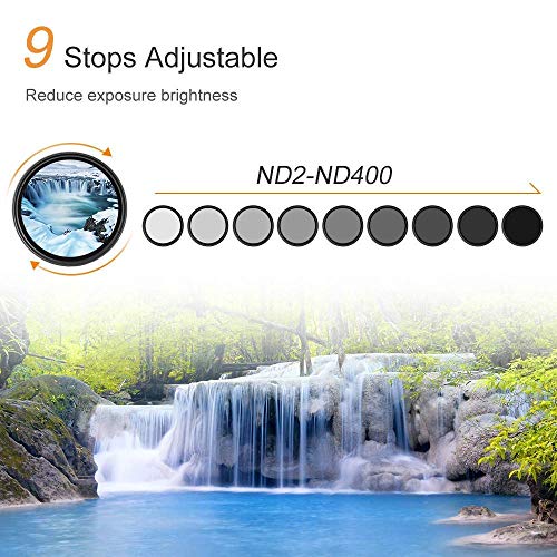 Image of FND Photomaa Series Variable ND Filter 40.5mm Compatible with Sony Alpha ZV-E10L kit 16-50mm Lens -Variable Neutral Density Filter, ND2 - ND400 Adjustable ND Filter