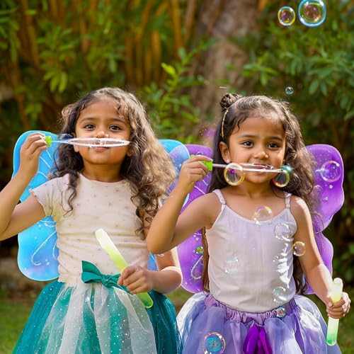 YEOVIBL 12 Stück Schmetterling Flügel Kinder Mädchen, Glitzer-Prinzessin Schmetterlingsflügel Feenflügel für Geburstag, Party, Halloween Kostüm Zubehör und Cosplay (12 Farben)