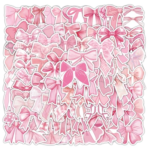 Lot de 103 autocollants en forme de nœud rose pour bouteilles d'eau, motifs mignons, autocollants esthétiques vintage, résistants à l'humidité, pour...