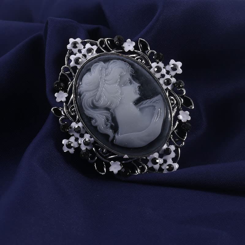 Image of lureme Vintage Elegant Victorian Lady Beauty Cameo with Crystal Brooch Pin (br000017)
