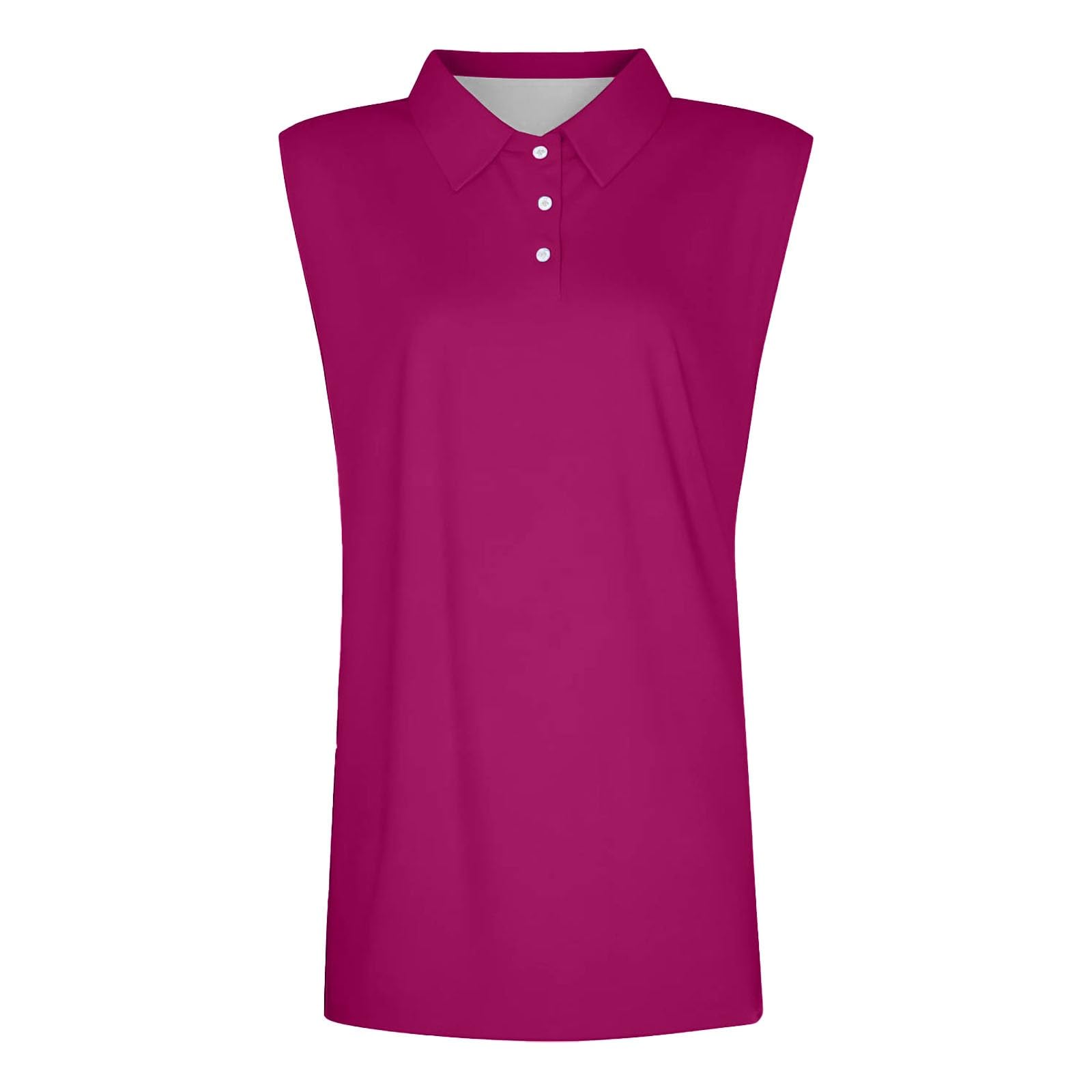 Camiseta polo sin mangas para mujer lisa ajustada cuello abotonado tenis golf transpirable verano
