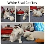 4-Inch Sisal Cat Toy Balls with Crinkle Sound | Indoor Cat Toys for Teething, Claw Sharpening & Play | Large Size Prevents Rolling Under Furniture(White) - Image 4