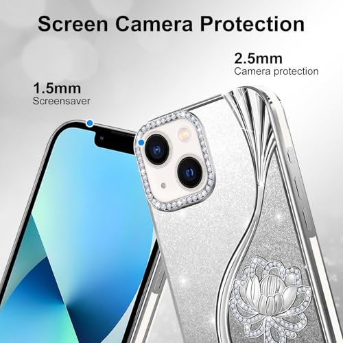 Coque iPhone 13 fine LEVIOSA transparente aux finitions pailletées premium
