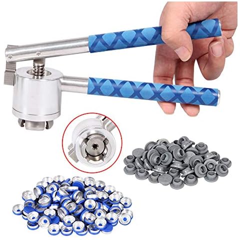 13mm Flip Vial Crimper, 100 Pcs Flip Caps and 100 Pcs Rubber Stoppers Are Included (13mm) Cover