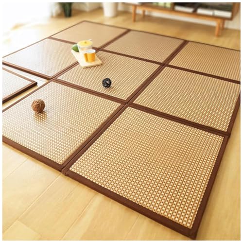 Tatami Tradicional Japonés Plegable De Ratán, Alfombra Antideslizante y Cómoda Superficie De Descanso, Ideal para Sala De Estar, Sala De Juegos y Dormitorio.,A,12pcs