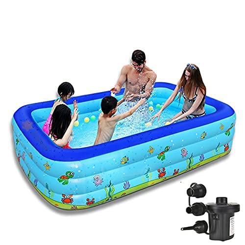 YUXANA Water Spray Rainbow Ring Inflatable Swimming Pools Round Shape Kiddie Pool Toddler Pool Inflatable Pool for Backyard Outdoor Pool Bath Tubs with Electric Pump (Swimming Pool 5-Feet)