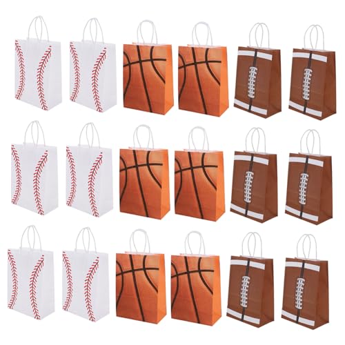 POPETPOP 24 piezas Regalo con Asas Deportivas Diseño Ligero con de Baloncesto Béisbol y Rugby para Fiestas y Cumpleaños