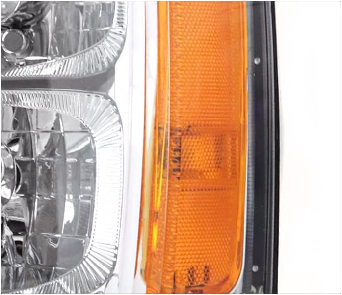Replacement Chrome Headlights with 6" White LED DRL Lights For 2003-2006 Cadillac Escalade/ESV/EXT