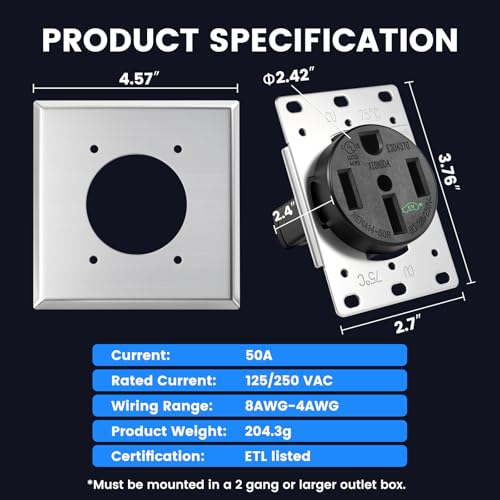 Image of HBL9450A 14-50R Socket 50A 125 /250V 3-Pole 4-Wire UL Certified