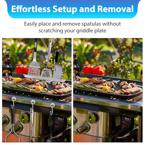 Belle&Beau JPXM016PLG2401-1 10 Inch Griddle Spatula Holder, 2 Pack Stainless Steel Grill Barbecue Tool Rack With 3 Magnetic Hooks thumb #6