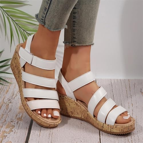 Women's Roman Style Open Toe Platform Sandals Wedge Ankle Strap Sandals Summer Open Toe PU Leather Shoes4