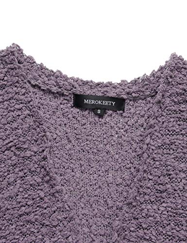 MEROKEETY Women's Long Sleeve Soft Chunky Knit Sweater Open Front Cardigan Outwear with Pockets