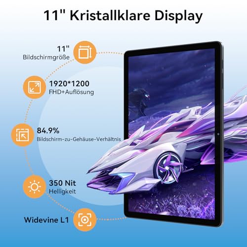 11 Zoll Tablet mit Tastatur, Android 16, 24GB RAM +128GB ROM, 8000 mAh – Ansicht 5