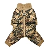 Puppia Bylur Mock Neck Full Zip up Warm Winter Jumpsuit with Integrated Harness for Small and Medium Dogs, Beige, X-Large