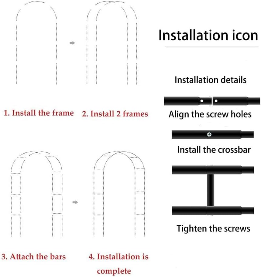 Black Metal Garden Arch Wedding Arches Strong Tubular Arbor for Roses, Indoor/Outdoor - Ideal for Climbing Plants Trellis from 3.9x7.2ft to 6.5x7.5ft