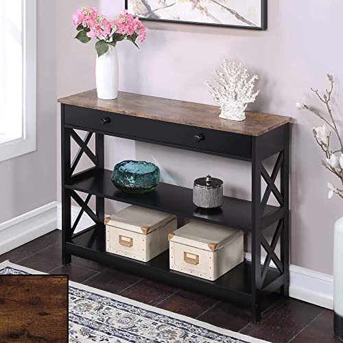Image of Convenience Concepts Oxford Console Table, Barnwood /Black