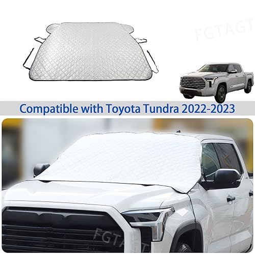 Image of Windshield Snow Cover Fit for Toyota Tundra 2022-2024, Front Windshield Cover for Ice and Snow, Auto Extra Thick Windshield Ice Cover Protects Windshield and Wipers from Rain, Sun, Frost