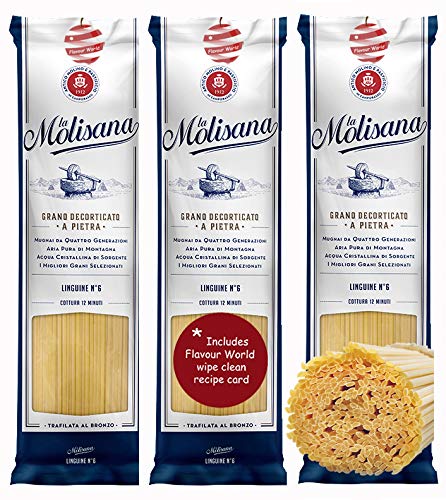 La Molisana Linguine N6 Dried Pasta 1.5kg (3 x 500g) with wipe clean recipe card