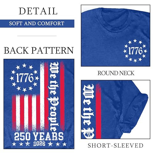 Image of Ithalt Patriotic Plus Size Shirts for Women 250th Anniversary USA Shirts American Flag Tshirt USA Short Sleeve Tops