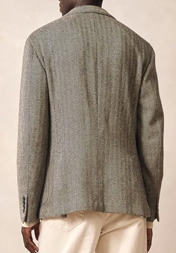 Men's Tweed Herringbone Blazer Wool Blend Suit Jackets for Prom Business Casual Wedding3