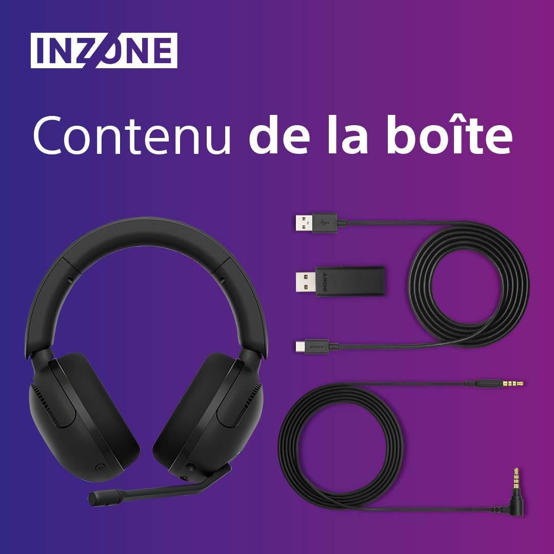 Sony INZONE H5 - Casque Gaming sans-Fil, 360 Spatial Sound for Gaming, Confortable, Autonomie de 28 Heures, Faible Latence, Micro Perche de Haute qualité, Compatible PC & PS5 - Noir