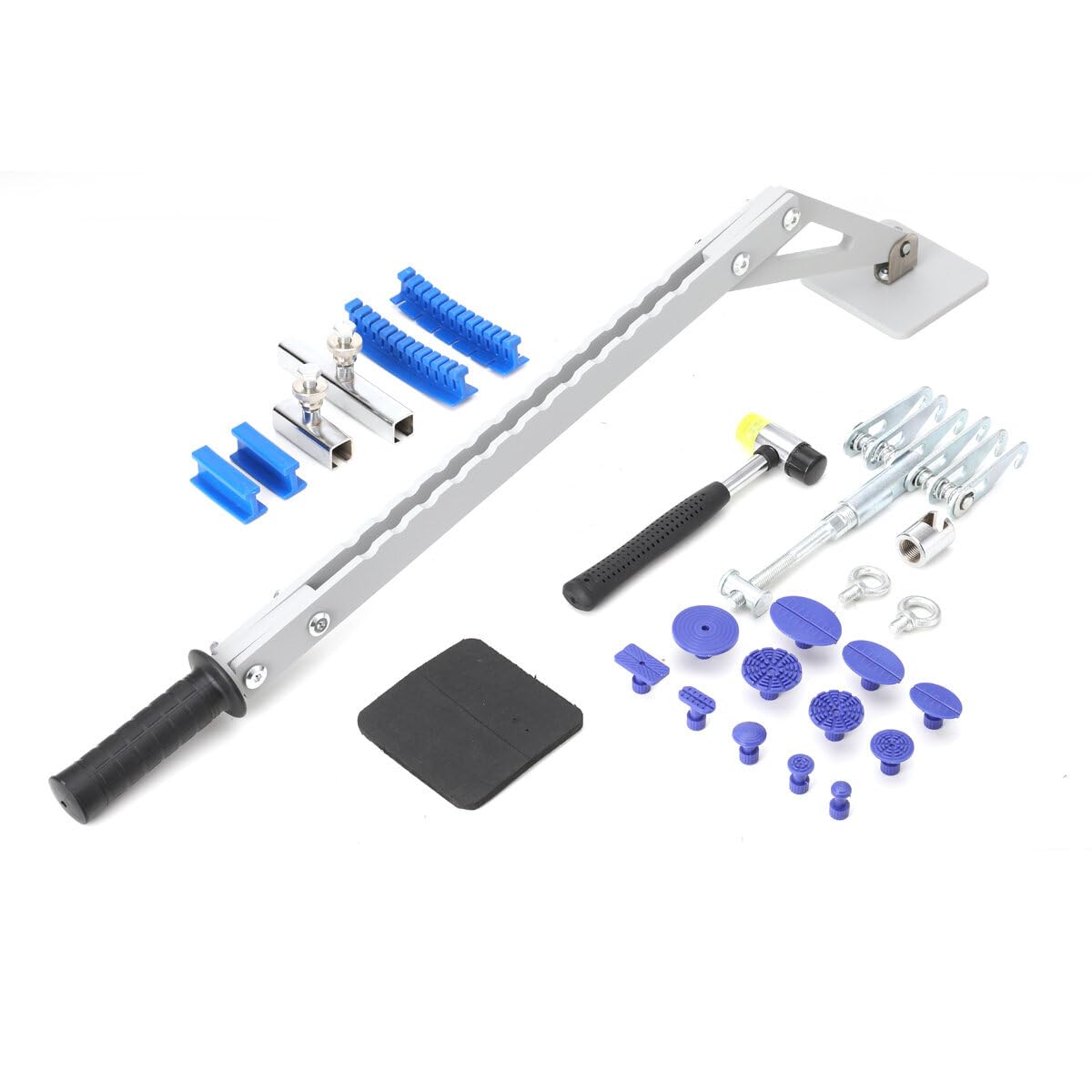 Lfhelper 6 Dent Puller Kit 625mm Levelling Rod Single Leg Dent Puller 200mm Dent Pull Bar Metal Dent Repair Kit Dents Paintless Claw Hook with Dent Ding Hammer Blue Tabs Dent Repair