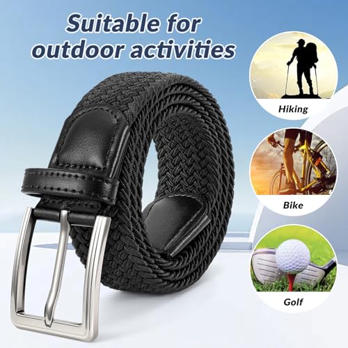 Image of BELTROAD Elastic Braided Belt Mens Golf Belts No-Hole Design Lightweight Breathable Woven Stretch Belt for Golf Casual