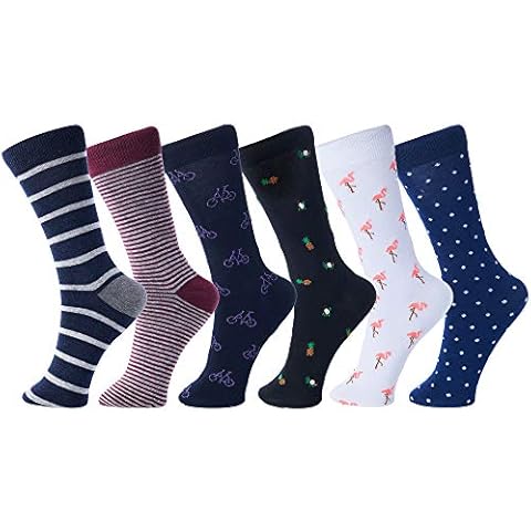 Alpine Swiss Mens Cotton 6 Pack Dress Socks Striped & Argyle Weekend Pack Cover