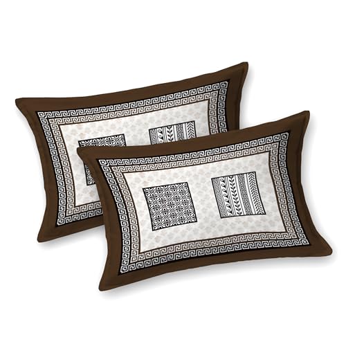 Image of King Size Cotton Bedsheet with 2 Pillow Covers - Soft, Breathable & Durable | Elegant Printed Bed Sheet Set for Bed - All-Season Use,TC-300 (100 * 108 INCH) Mocha Cream.