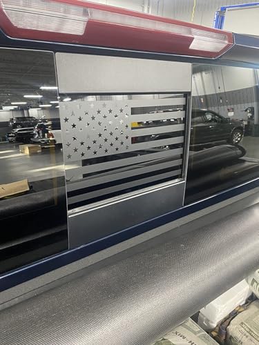 Image of for Chevy Silverado /GMC Sierra 2019-2024 Back Center Sliding Window USA Flag Vinyl Sticker (Matte Black)