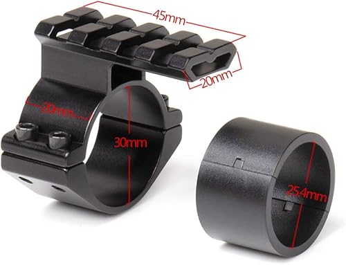 Anillo de alcance de rifle de 25,4/1.181 in, soportes de abrazadera de barril de luz táctica para linterna de alcance apto para tubos de escopeta de