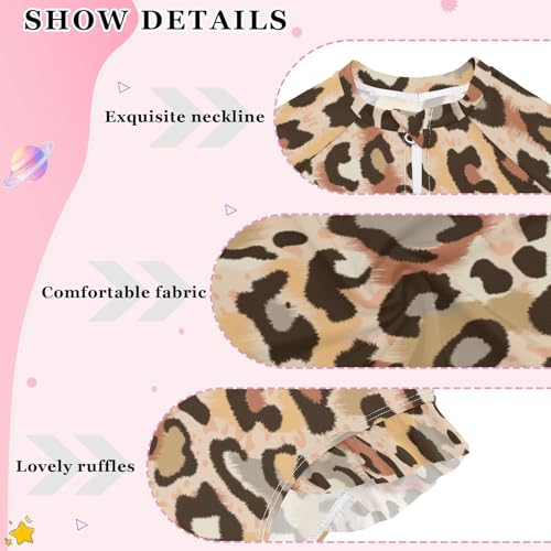 susiyo Leopard Animal Skin Girls Long Sleeve One Piece Swimsuits Rash Guard Bathing Suit UPF 50+ Zipper Girl Swimwear4