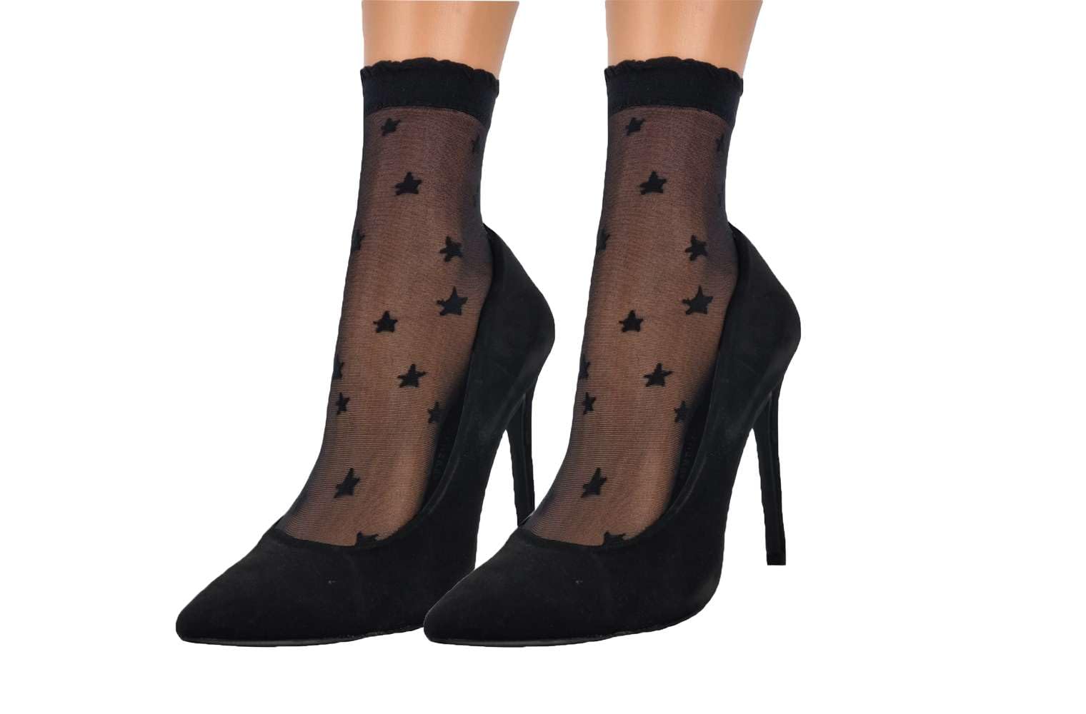 Aurellie Black Sheer Pattern Ankle Socks Summer 20 den