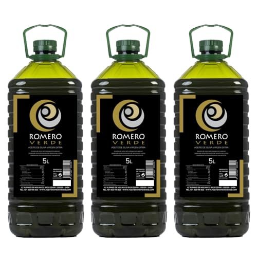 ACEITE ROMERO VERDE - Aceite de Oliva Virgen Extra. Pack de 3 Garrafas de 5L AOVE 100% 24/25
