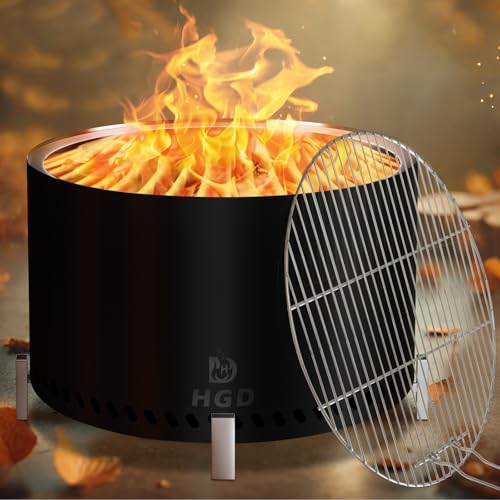 HGD 28 Smokeless Firepit with Stand & Grill Rack