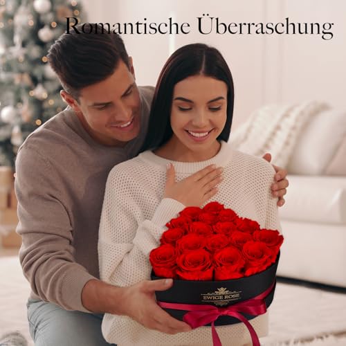 QHHENTOO 17 Infinity Rosen, Ewige Rot Rose Geschenke für Frauen, Konservierte Rose in Herzbox für Frauen Mutter zum Geburtstag Jahrestag Valentinstag Muttertag Weihnachten Hochzeitstag Rosenbox