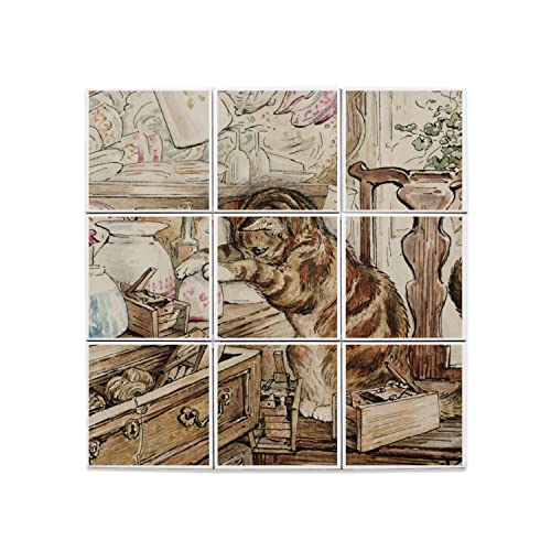Carreaux céramique décoratifs d'art 45,6x45,6cm illustration haut de gamme chatons