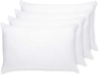Paquete de 4 fundas de almohada 100% algodón egipcio de 200 hilos, 50 x 75 cm, color blanco