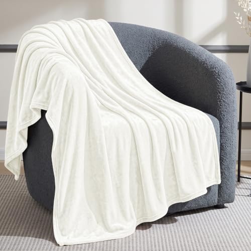 Image of Utopia Bedding Ivory Fleece Blanket Throw Size Lightweight Fuzzy Soft Anti-Static Microfiber Bed Blanket (60x50 Inch)