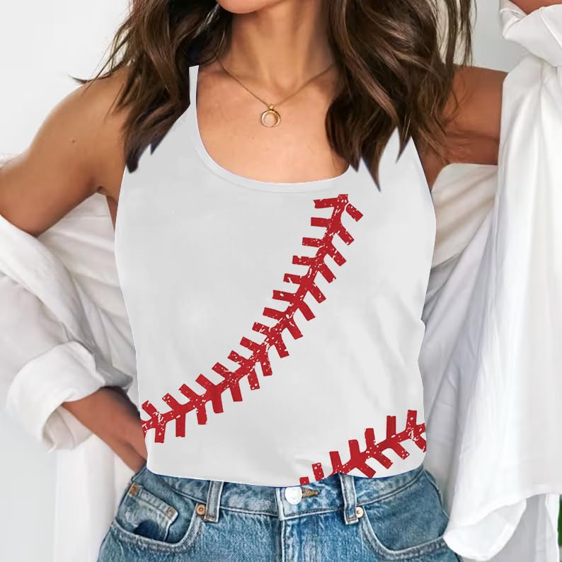 Baseball Tanks Top Women Love Baseball Graphic Shirts Baseball Sleeveless Tops Casual Workout Vest Shirt3